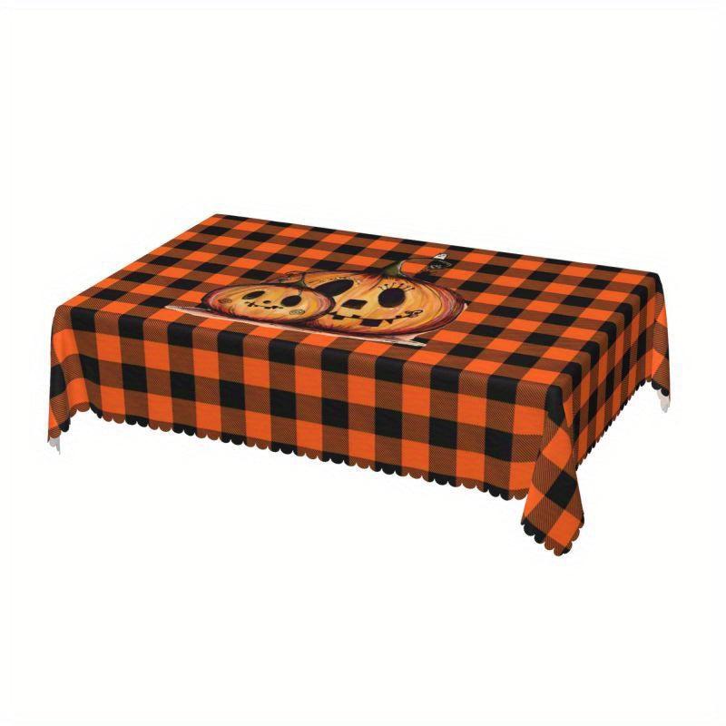 Embossed Pumpkin Ghost Print Halloween Tablecloth Stain Resistant