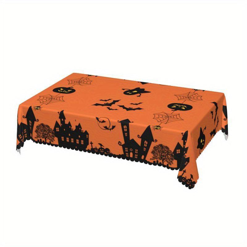 Embossed Pumpkin Ghost Print Halloween Tablecloth Stain Resistant