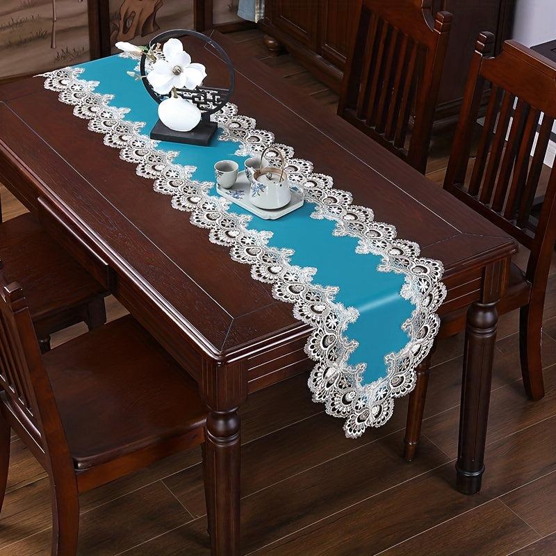 Polyester Lace Embroidered Table Runner Waterproof Holiday Decor