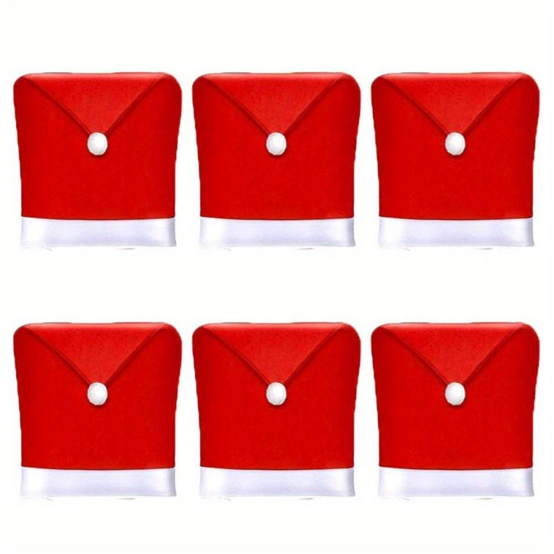 6pcs Red Non-woven Christmas Chair Cover Set