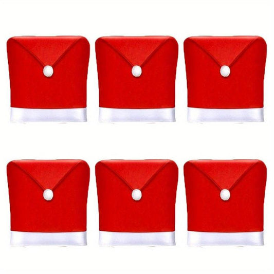 6pcs Red Non-woven Christmas Chair Cover Set