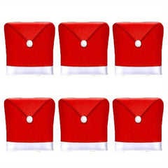 6pcs Red Non-woven Christmas Chair Cover Set