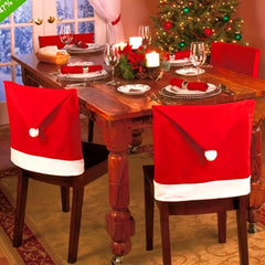 6pcs Red Non-woven Christmas Chair Cover Set