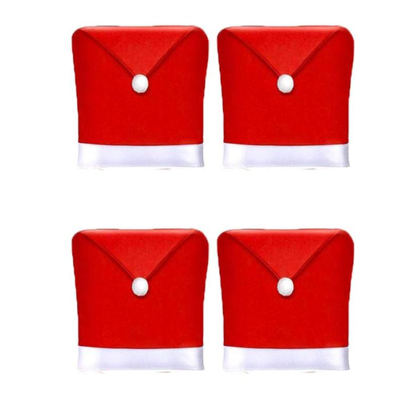 6pcs Red Non-woven Christmas Chair Cover Set