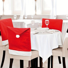 6pcs Red Non-woven Christmas Chair Cover Set