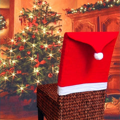 6pcs Red Non-woven Christmas Chair Cover Set