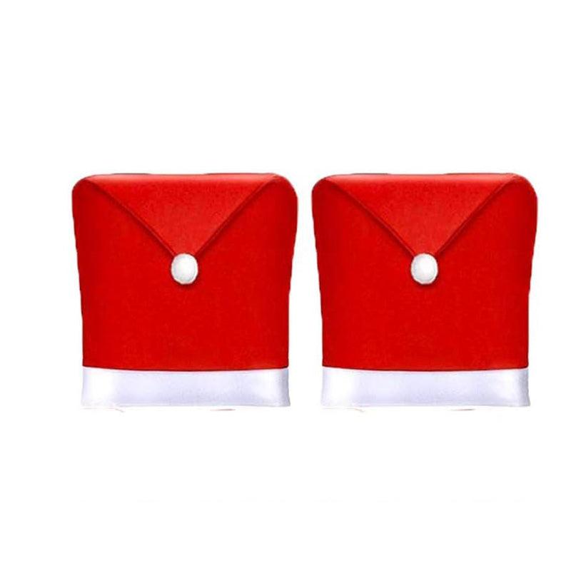 6pcs Red Non-woven Christmas Chair Cover Set