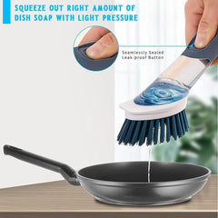 Soap Dispensing Dish Brush Set With 4 Replacement Heads