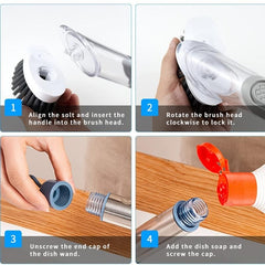 Soap Dispensing Dish Brush Set With 4 Replacement Heads