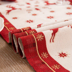 Red Deer Christmas Table Flag Polyester Table Runner with Starry Sky
