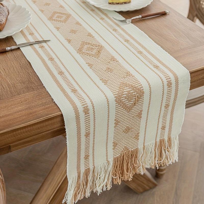 Polyester Table Runner Boho Thick Farmhouse Style Washable Table Runner