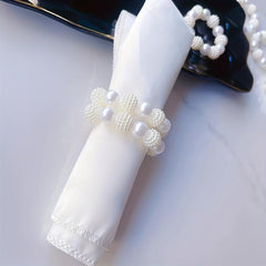 12pcs Plastic Pearl Beaded Napkin Holders for Dining Table Decor