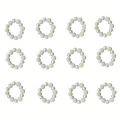 12pcs Plastic Pearl Beaded Napkin Holders for Dining Table Decor