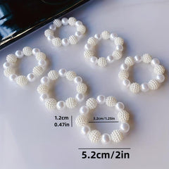 12pcs Plastic Pearl Beaded Napkin Holders for Dining Table Decor
