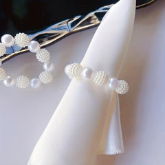 12pcs Plastic Pearl Beaded Napkin Holders for Dining Table Decor