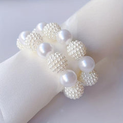 12pcs Plastic Pearl Beaded Napkin Holders for Dining Table Decor