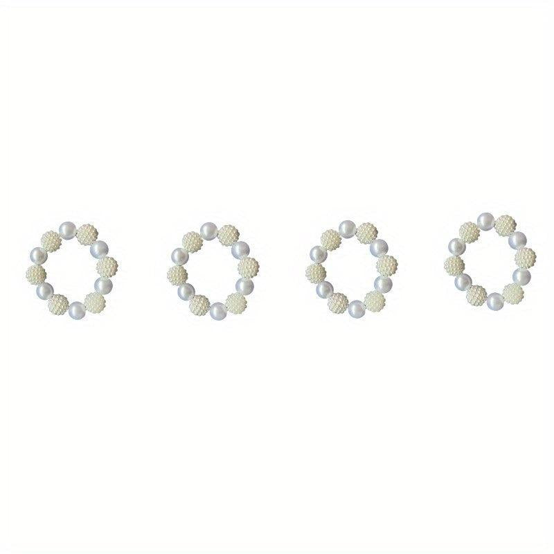 12pcs Plastic Pearl Beaded Napkin Holders for Dining Table Decor