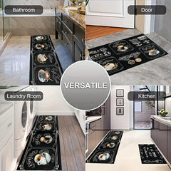 2pcs Coffee Cup Pattern Area Floor Mat Soft Stain-resistant Carpet