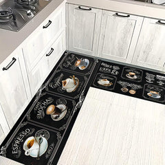 2pcs Coffee Cup Pattern Area Floor Mat Soft Stain-resistant Carpet