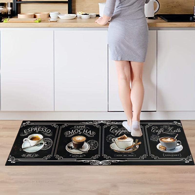 2pcs Coffee Cup Pattern Area Floor Mat Soft Stain-resistant Carpet