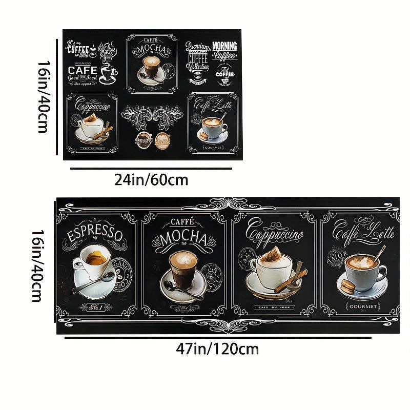 2pcs Coffee Cup Pattern Area Floor Mat Soft Stain-resistant Carpet