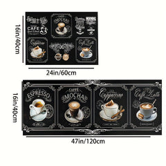 2pcs Coffee Cup Pattern Area Floor Mat Soft Stain-resistant Carpet