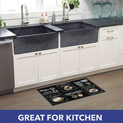 2pcs Coffee Cup Pattern Area Floor Mat Soft Stain-resistant Carpet