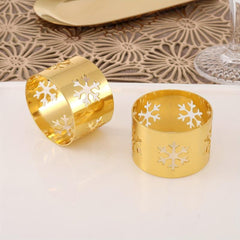 6pcs Snowflake Napkin Rings Cast Iron Polished Metal Carved Hollow