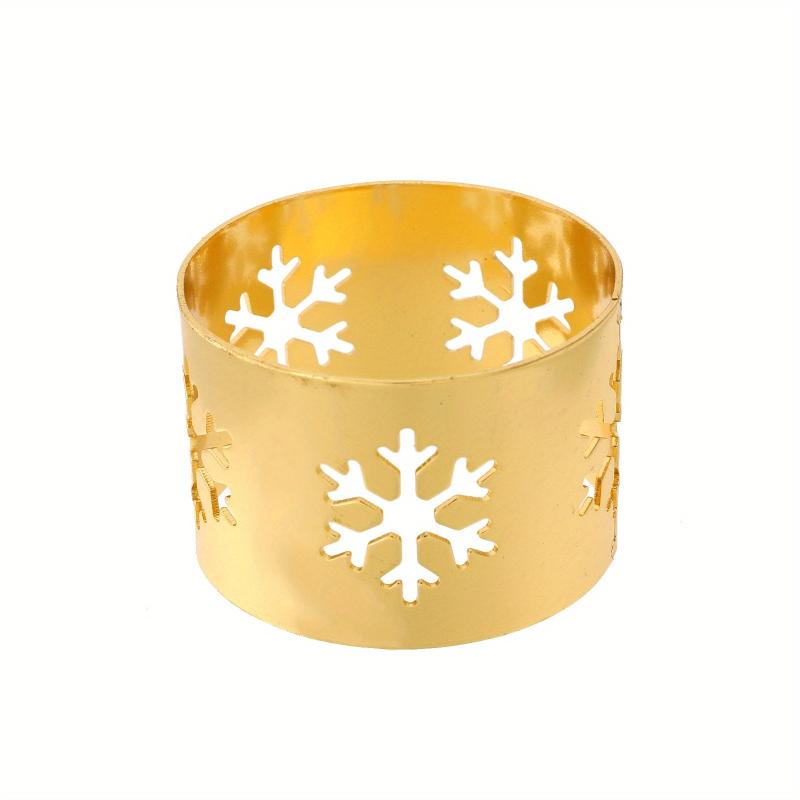 6pcs Snowflake Napkin Rings Cast Iron Polished Metal Carved Hollow
