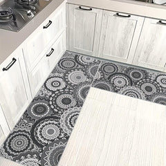 2pcs Geometric Floral Area Mat Soft Plush Non-slip Carpet for Home Decor