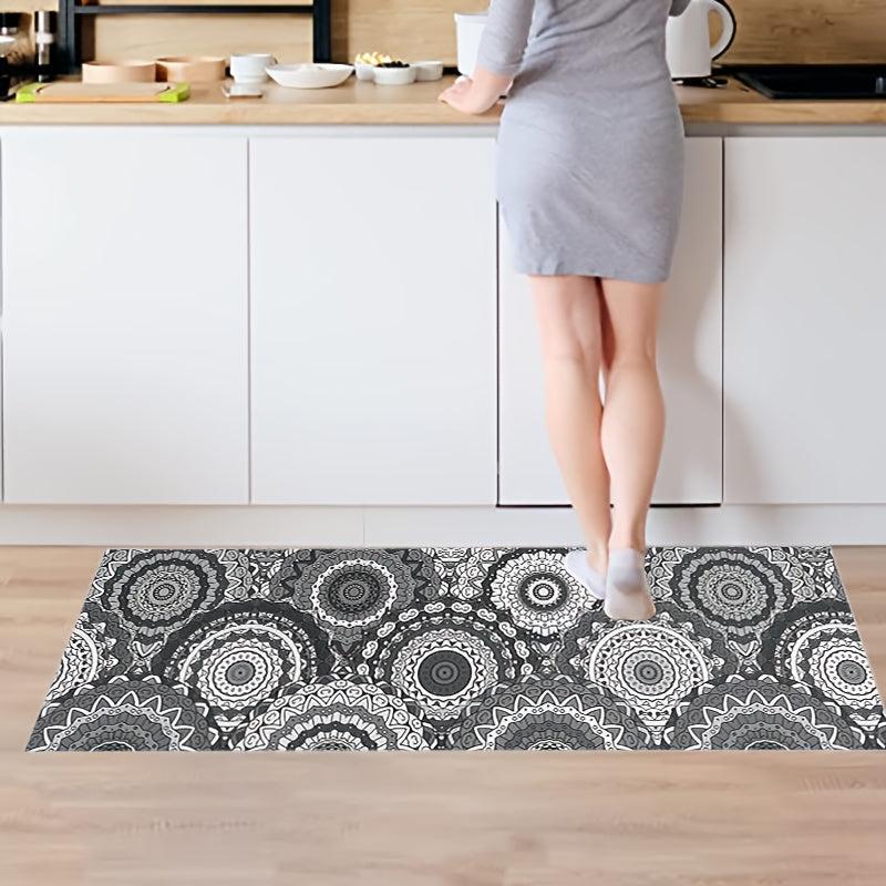 2pcs Geometric Floral Area Mat Soft Plush Non-slip Carpet for Home Decor