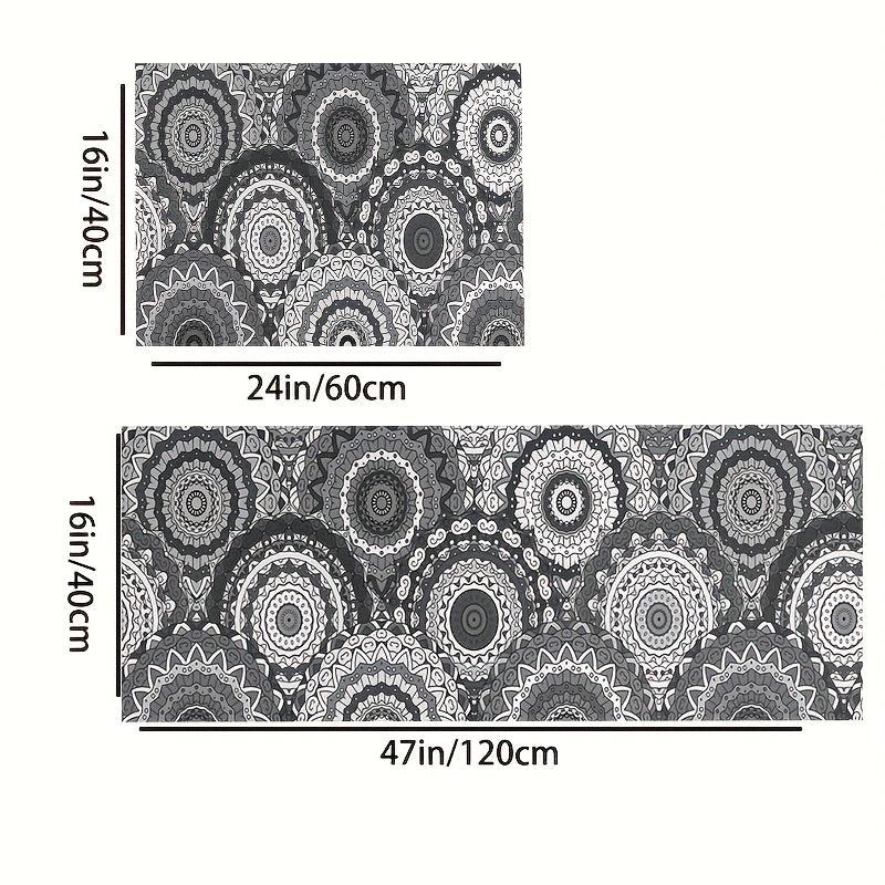 2pcs Geometric Floral Area Mat Soft Plush Non-slip Carpet for Home Decor