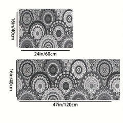 2pcs Geometric Floral Area Mat Soft Plush Non-slip Carpet for Home Decor