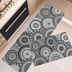 2pcs Geometric Floral Area Mat Soft Plush Non-slip Carpet for Home Decor