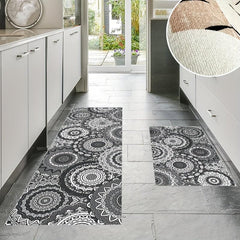 2pcs Geometric Floral Area Mat Soft Plush Non-slip Carpet for Home Decor