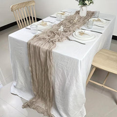 Boho Style Crinkle Cloth Table Runner for Wedding Reception