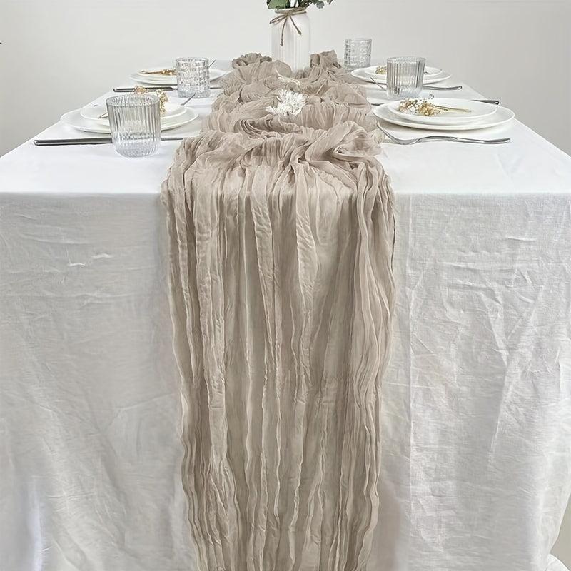 Boho Style Crinkle Cloth Table Runner for Wedding Reception