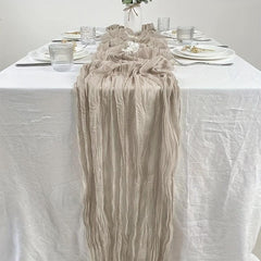 Boho Style Crinkle Cloth Table Runner for Wedding Reception