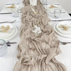 Boho Style Crinkle Cloth Table Runner for Wedding Reception