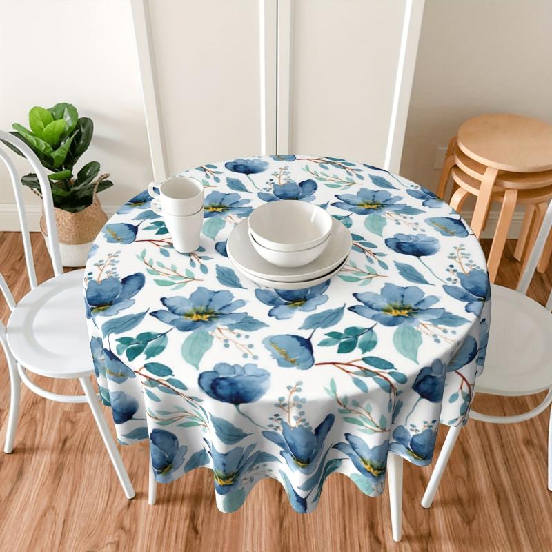 Watercolor Floral Table Cover Stain Resistant Washable Kitchen Dining Weddings