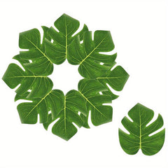 10pcs Polyester Placemats Artificial Palm Leaves Hawaiian Tropical Table Mats