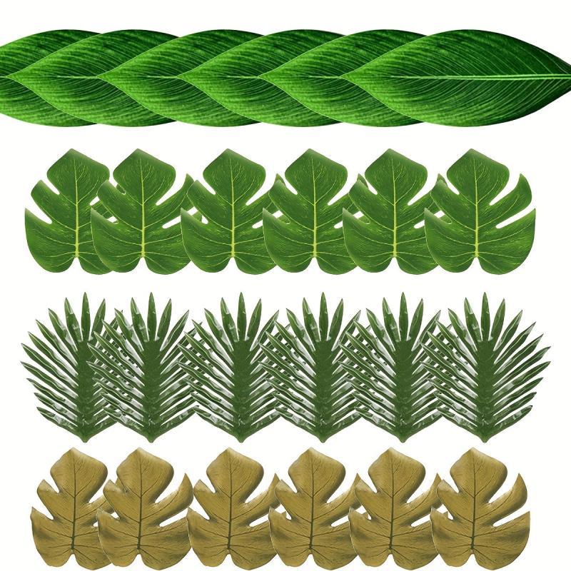 10pcs Polyester Placemats Artificial Palm Leaves Hawaiian Tropical Table Mats
