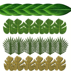 10pcs Polyester Placemats Artificial Palm Leaves Hawaiian Tropical Table Mats