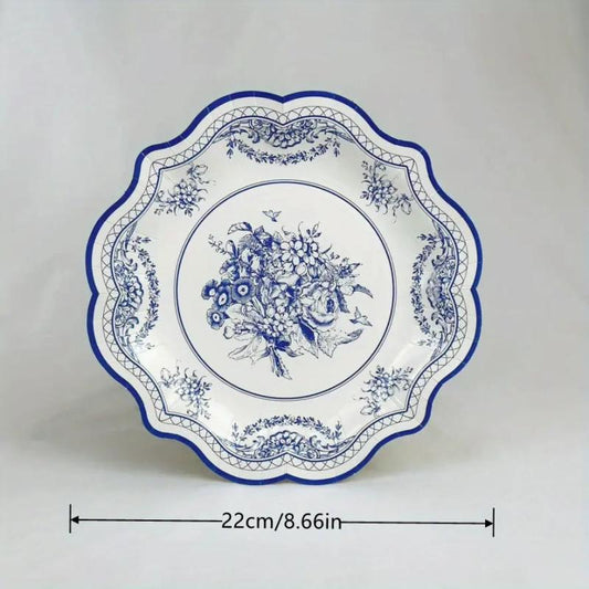 8pcs Flower Porcelain Disposable Party Paper Plate