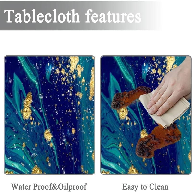 Modern Marbled Tablecloth Waterproof Stain Resistant Circle Table Cover