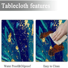 Modern Marbled Tablecloth Waterproof Stain Resistant Circle Table Cover