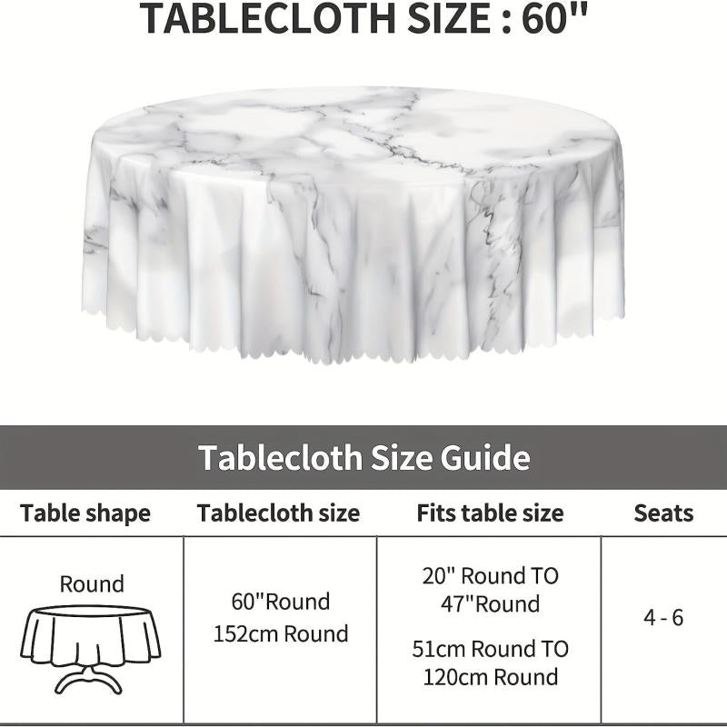 Modern Marbled Tablecloth Waterproof Stain Resistant Circle Table Cover