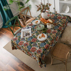 Square Cotton Tablecloth Embroidered Ball Flower Table Cloth