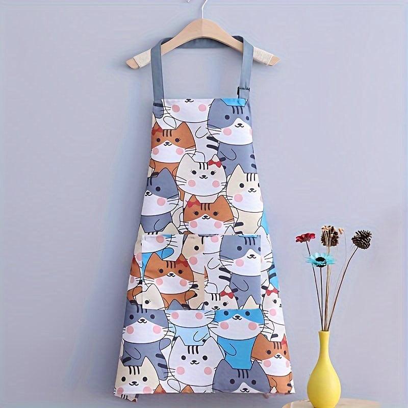 Waterproof Cartoon Cat Kitchen Apron for Home Cooking