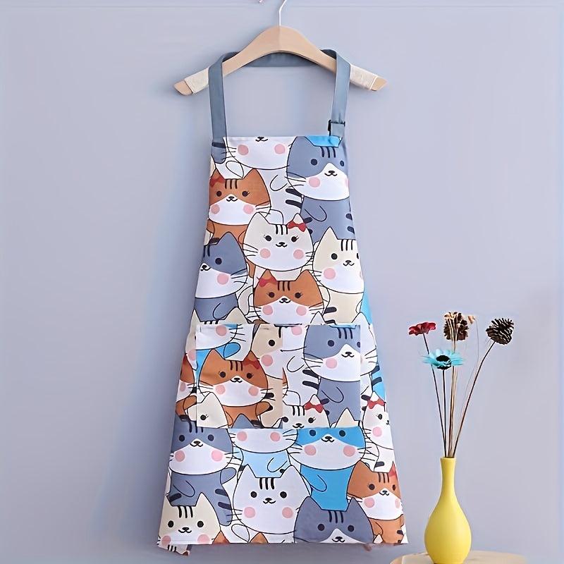 Waterproof Cartoon Cat Kitchen Apron for Home Cooking